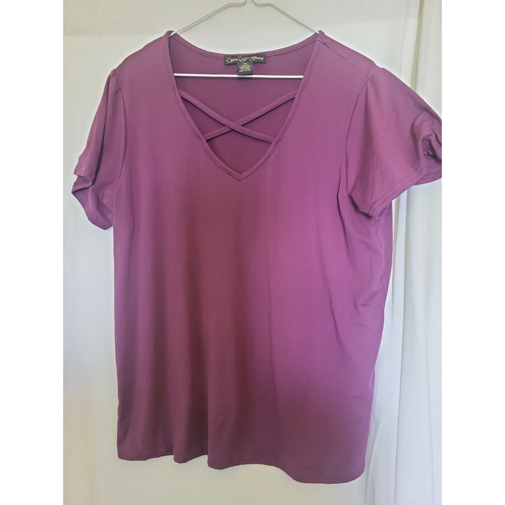 Coco And Shay 1 Xl Womens Short Sleeve Top Plum Colored